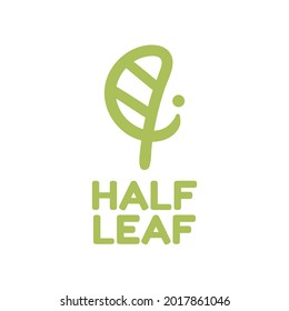 Green half leaf nature logo concept design illustration