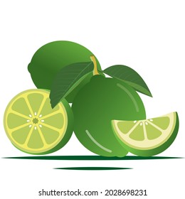 Verde y media y hojas limón limón verde de esquina