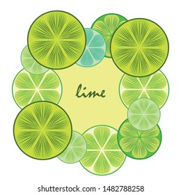 Green half and slice lime. Vector illustration, background.