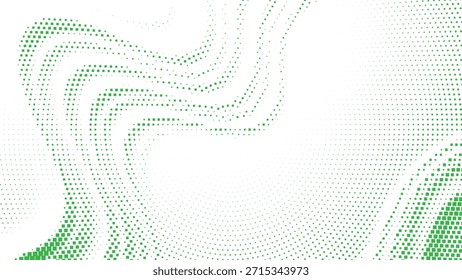 Green halftone abstract wave background for eco branding, nature posters, modern digital layouts, fresh design vector illustration