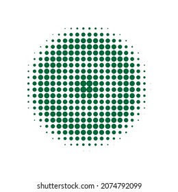 Arte de semitono verde. Grunge vector. Resumen mitad. Ilustración de puntos de arte textual. Forma circular. Gradiente moderno. Puntos redondos. Efecto Art.