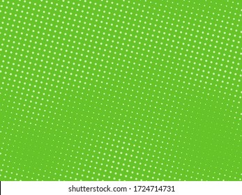 Green halftone background. Digital gradient. Abstract backdrop with circles, point, dots. Dotted pattern. Futuristic panel Vector illustration