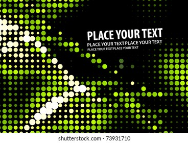 Green halftone background on the black vector illustration.