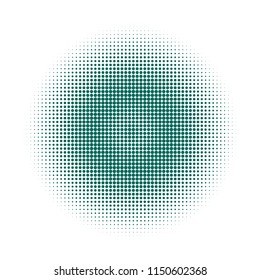 Green halftone circles, dots pattern, vector, grunge. Comic texture background. Monochrome half-tone. Circle halftone Dots, White and organic geometric gradient for pop art designs.