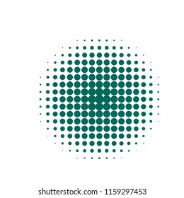 Green halftone circles, dots pattern, vector, grunge. Comic texture background. Monochrome half-tone. Circle halftone Dots, White and organic geometric gradient for pop art designs.
