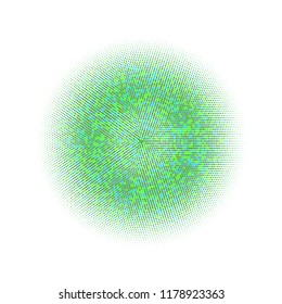 Green halftone circles, dots pattern, vector, grunge. Comic texture background. Monochrome half-tone. Circle halftone Dots, Organic geometric gradient for pop art designs.