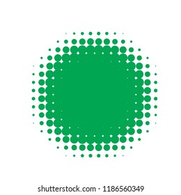 Green halftone circles, dots pattern, vector, grunge. Comic texture background. Monochrome half-tone. Circle halftone Dots, White and organic geometric gradient for pop art designs.