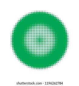 Green halftone circles, dots pattern, vector, grunge. Comic texture background. Monochrome half-tone. Circle halftone Dots, White and organic geometric gradient for pop art designs.