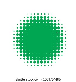 Green halftone circles, dots pattern, vector, grunge. Comic texture background. Monochrome half-tone. Circle halftone Dots, White and organic geometric gradient for pop art designs.