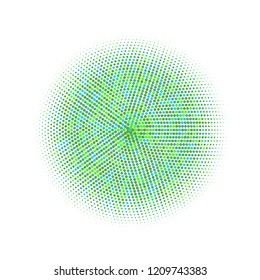 Green halftone circles, dots pattern, vector, grunge. Comic texture background. Monochrome half-tone. Circle halftone Dots, Organic geometric gradient for pop art designs.