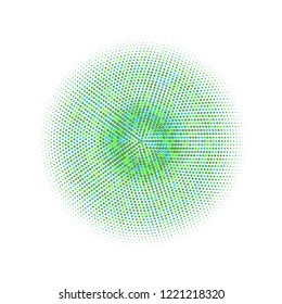 Green halftone circles, dots pattern, vector, grunge. Comic texture background. Monochrome half-tone. Circle halftone Dots, Organic geometric gradient for pop art designs.