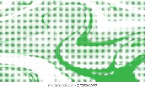 Ilustración vectorial curva de la rejilla del semitono verde para el diseño Abstractas del estilo del movimiento, usado en carteles y arte digital