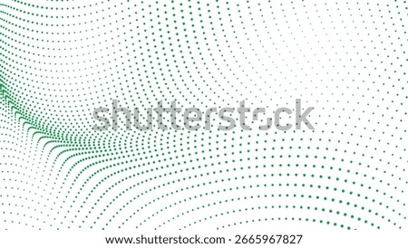 Green halftone dot pattern with a dynamic wavy gradient effect a modern and abstract vector background texture for contemporary designs and wallpapers