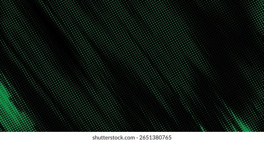 Puntos de semitono verde y fondo de textura grunge degradado de patrón de color verde. 
