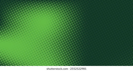 Textura de fondo de patrón de degradado de puntos semitono verde. Ilustración vectorial