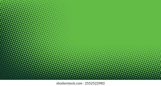 Textura de fondo de patrón de degradado de puntos semitono verde. Ilustración vectorial