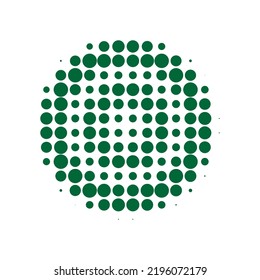 Green Halftone Element. Vector Shape. Abstract Logo. Texture Modern. Dot Illustration. Circle Retro. Gradient Art. Round Retro. Effect Art.