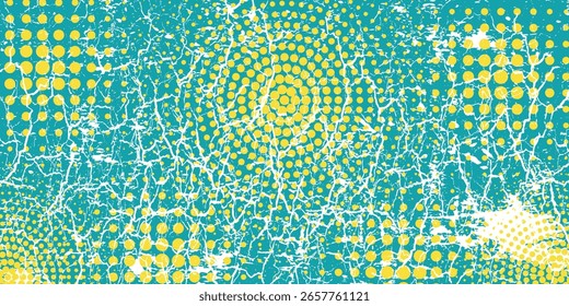 Green halftone gradient pattern dots texture with tech digital background. Pop art comic dots, modern, vector.