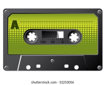 Green halftone labeled cassette