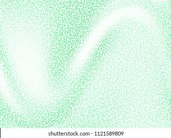 Green halftone modern light art. Gradient blurred pattern with raster effect, dots, circles. Futuristic background. Abstract creative graphic template. Business style design. Vector