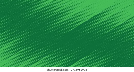 Medio tono verde sobre fondo. Vector punteado destellos o semitono brillo patrón textura Pop estilo de arte de fondo.