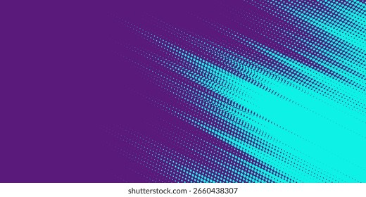 Medio tono verde sobre fondo púrpura. Vector punteado destellos o semitono brillo patrón textura Pop estilo de arte. Antecedentes de Antiguas