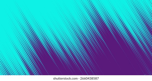 Medio tono verde sobre fondo púrpura. Vector punteado destellos o semitono brillo patrón textura Pop estilo de arte. Antecedentes de Antiguas