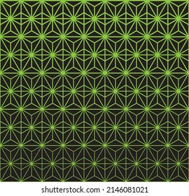 Green halftone pattern on dark background. Linear halftone on dark backdrop. Isolated vector illustration on black background.