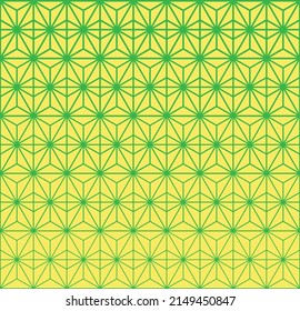 Green halftone pattern on yellow background. Linear halftone backdrop. Isolated vector illustration on yellow background.