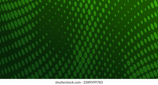 Green halftone square pixels pattern. geometric dark background.