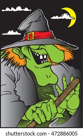 Green Halloween Witch