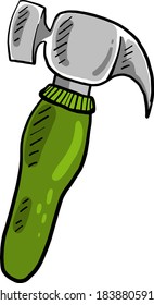 Green hammer, illustration, vector on white background