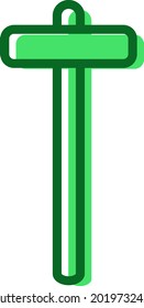 Martillo verde, ilustración, vector sobre un fondo blanco.
