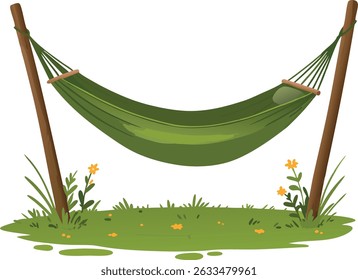 Green hammock in a grassy field