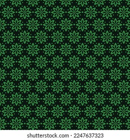 green Han drawn flower seamless pattern design