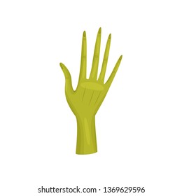Green hand alien on white background. Vector illustration.