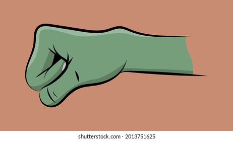 a green hand clenched into a fist