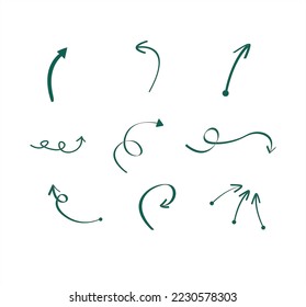Green Hand drawn arrow mark icons vector
