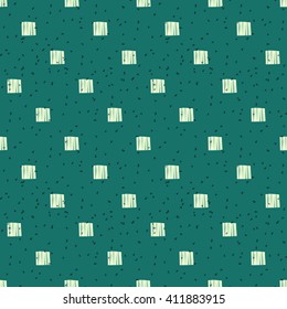 Green Hand drawn seamless geometric vector pattern.