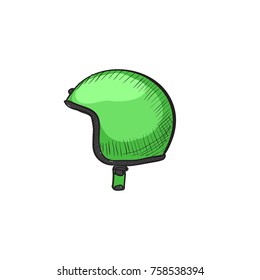 green hand drawn  vector helmet