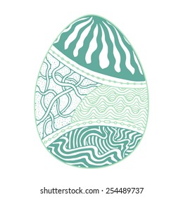 Green hand drawn zentangle easter eggs. Vector