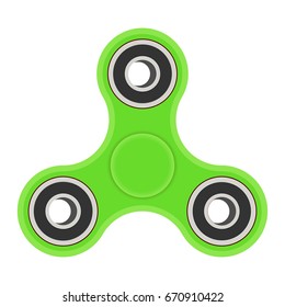 Green hand fidget spinner. Vector illustration isolated on white background