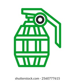 Green hand grenade icon. Concept of danger, war, and conflict.