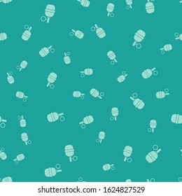 Green Hand grenade icon isolated seamless pattern on green background. Bomb explosion.  Vector Illustration