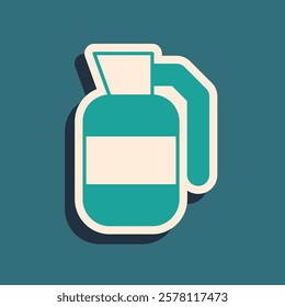 Green Hand grenade icon isolated on green background. Bomb explosion. Long shadow style. Vector