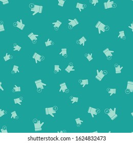 Green Hand holding coin icon isolated seamless pattern on green background. Dollar or USD symbol. Cash Banking currency sign.  Vector Illustration