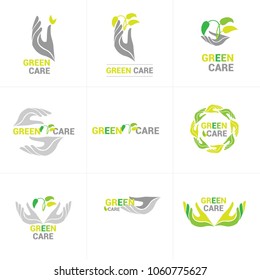 Green Hand Logo. Symbols of eco life.