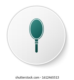 Green Hand mirror icon isolated on white background. White circle button. Vector Illustration