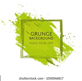 Green hand paint artistic dry brush stroke Grunge Vector Illustration