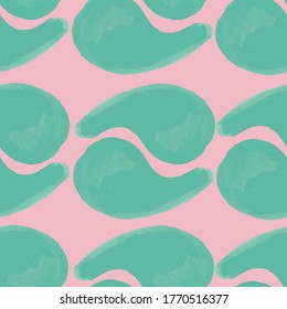 Green hand paint paisley pattern print background